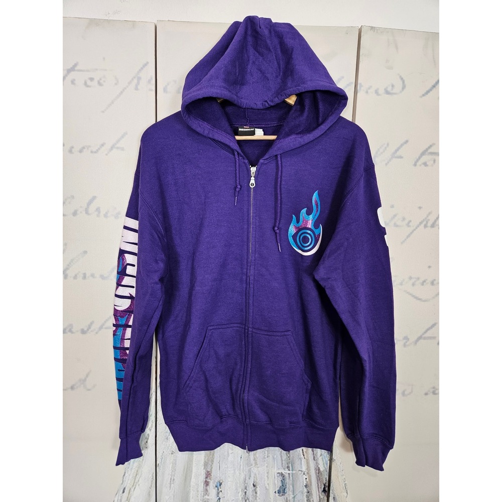 Insomniac Events Mens Purple Full Zip Hoodie Flame Eye Logo Graphic Medium‎